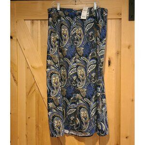 New! Vintage 90s Elementz Plus Size 2X Paisley a-line Maxi Skirt Blue